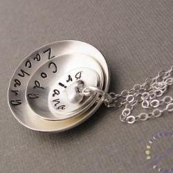 Silver necklace engraved name necklace mother's day gift