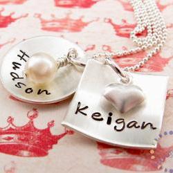 Stamped necklace: Custom engraved sterling silver charm